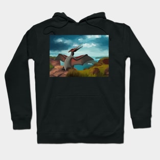 Landscape picture with pterodactylus, pterosaurs, dinosaurs Hoodie